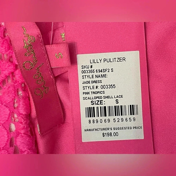 Lilly Pulitzer Jade Dress Pink Scalloped Shell Lace Dress Knee-length New Small - Picture 5 of 8